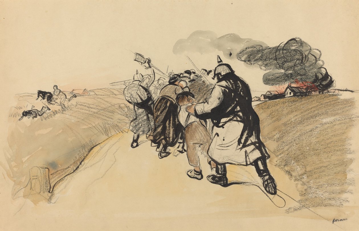 Tyska räd mot en by av Jean Louis Forain