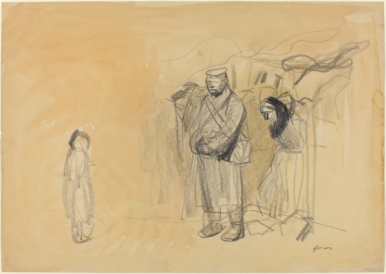 Tyska soldater och franskt barn av Jean Louis Forain