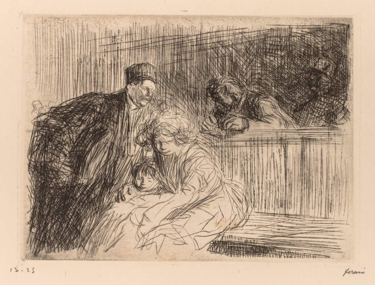 Advokaten talar med den åtalade. av Jean Louis Forain