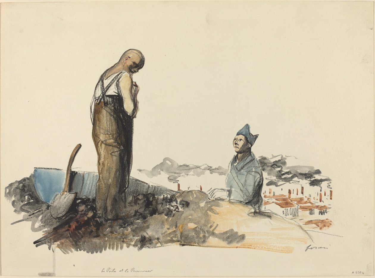Hårig och fånge, c. 19141919. av Jean Louis Forain