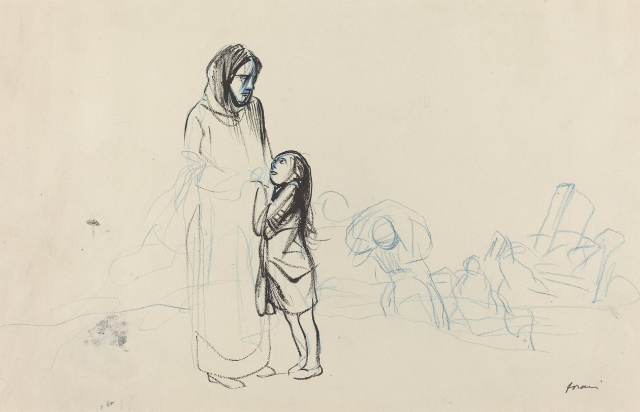 Flyktingar, c. 19141919. av Jean Louis Forain