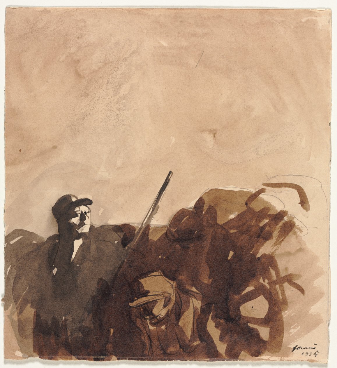 Soldat i ett skyttegrav (recto) av Jean Louis Forain
