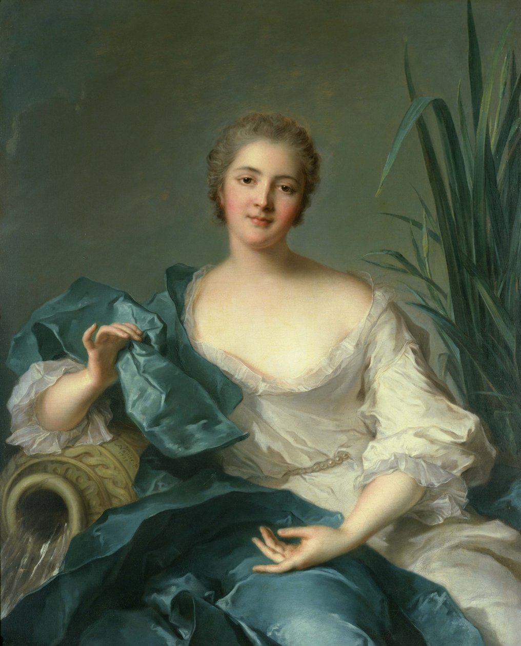 Porträtt av Madame Marie-Henriette Bertolo de Pleneuf. av Jean Marc Nattier
