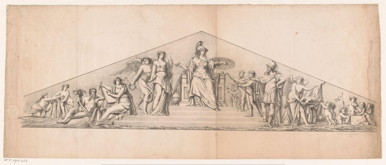 Tympanum med tronande Minerva av Jean Matthieu Kierdorff
