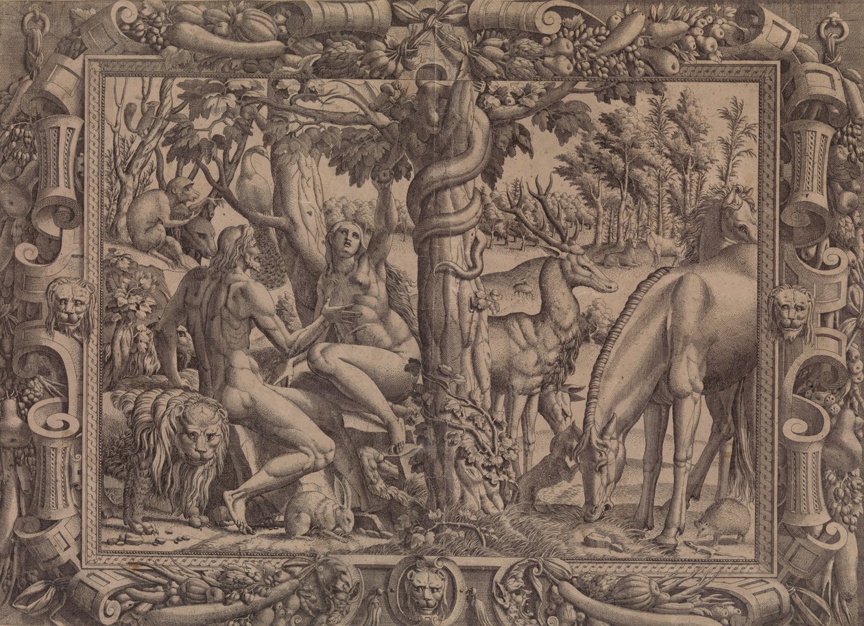 Evas frestelse, 1535-55. av Jean Mignon
