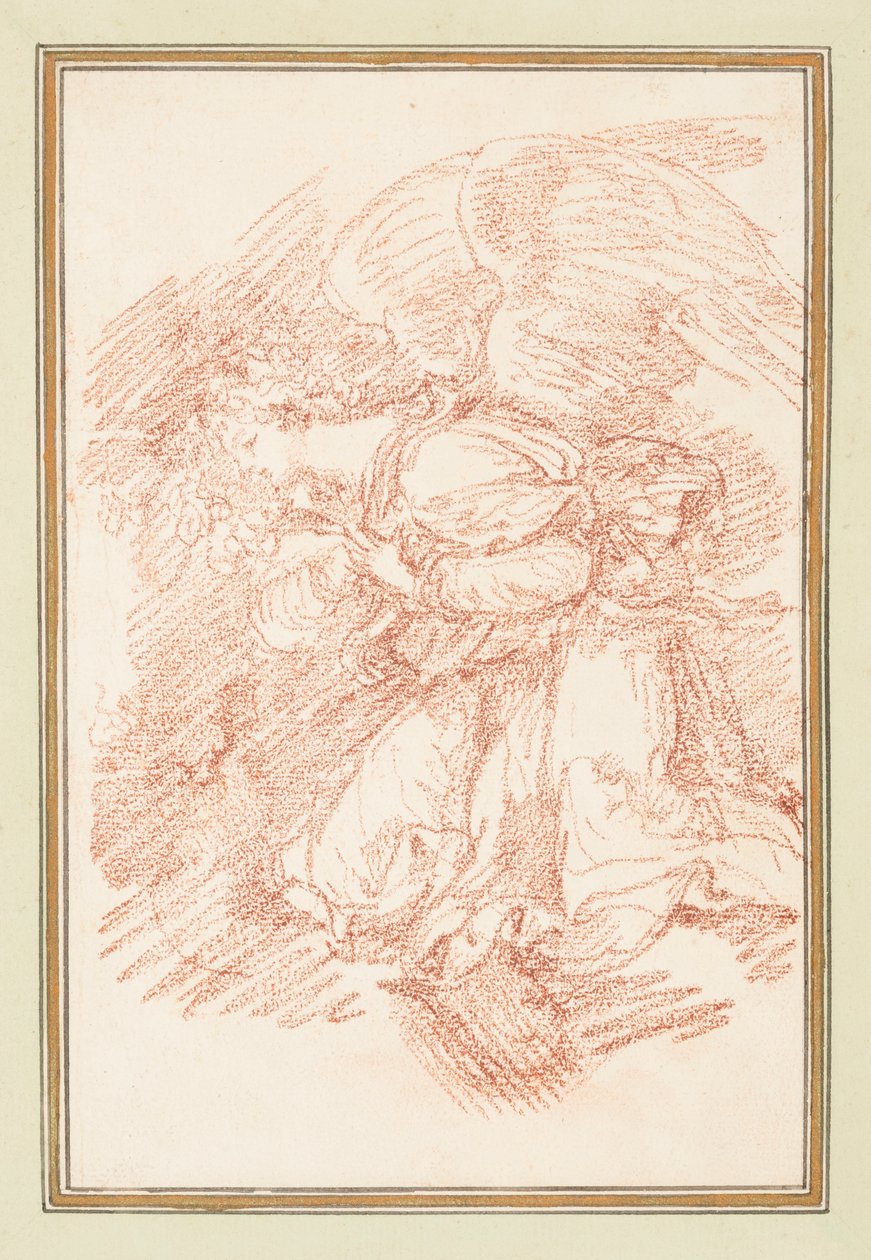 Knästående bevingad figur av Jean Robert Ango