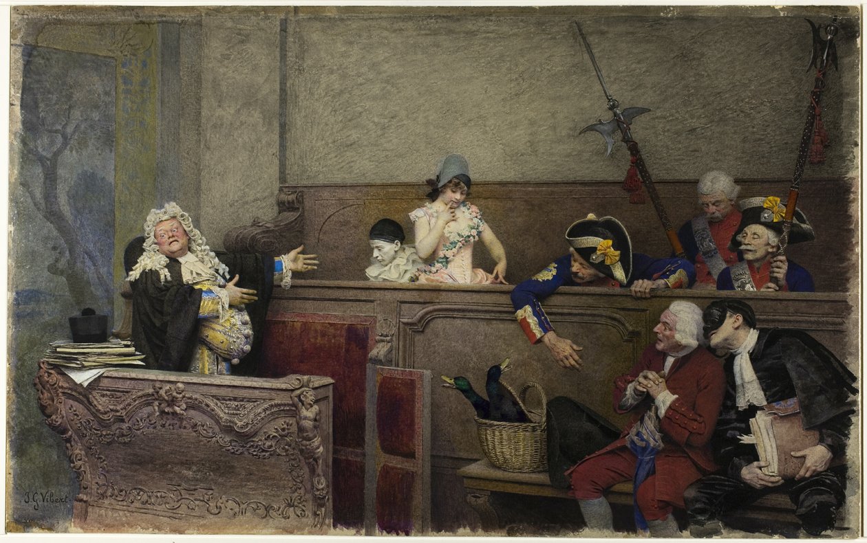 Rättegången mot Pierrot av Jehan Georges Vibert