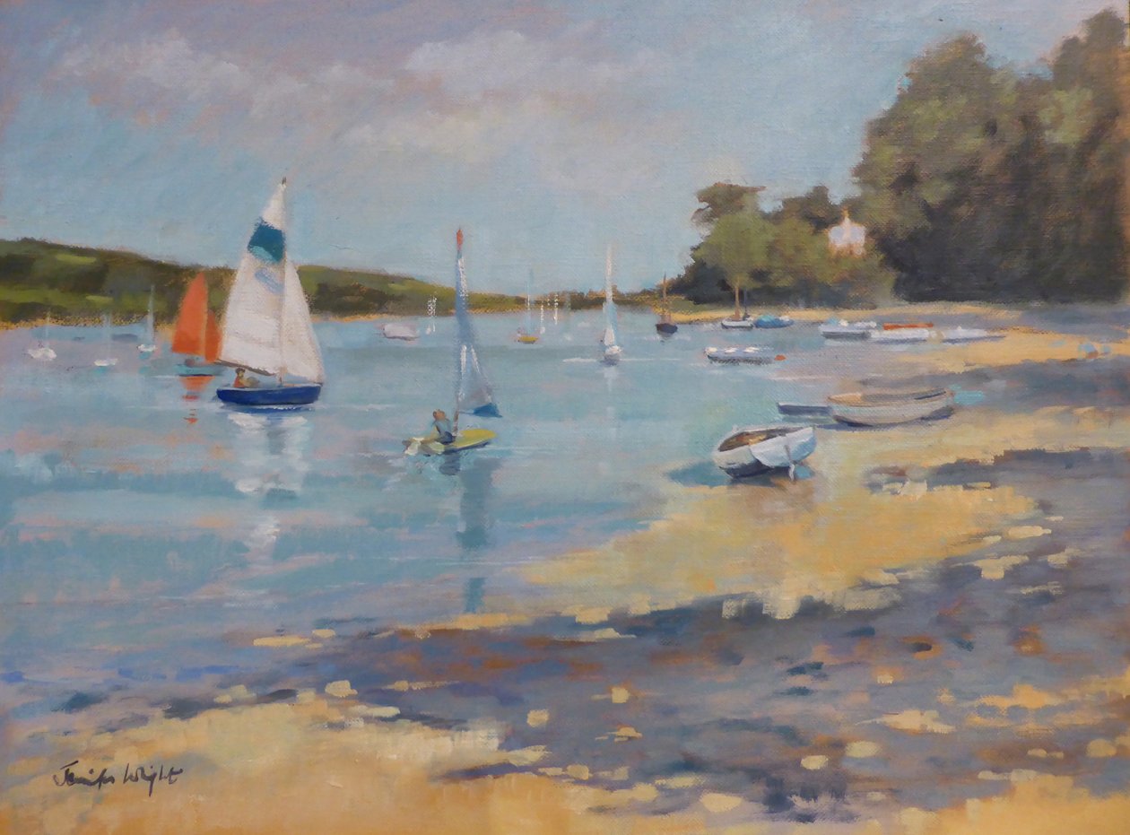 Salcombe, Red Sail av Jennifer Wright