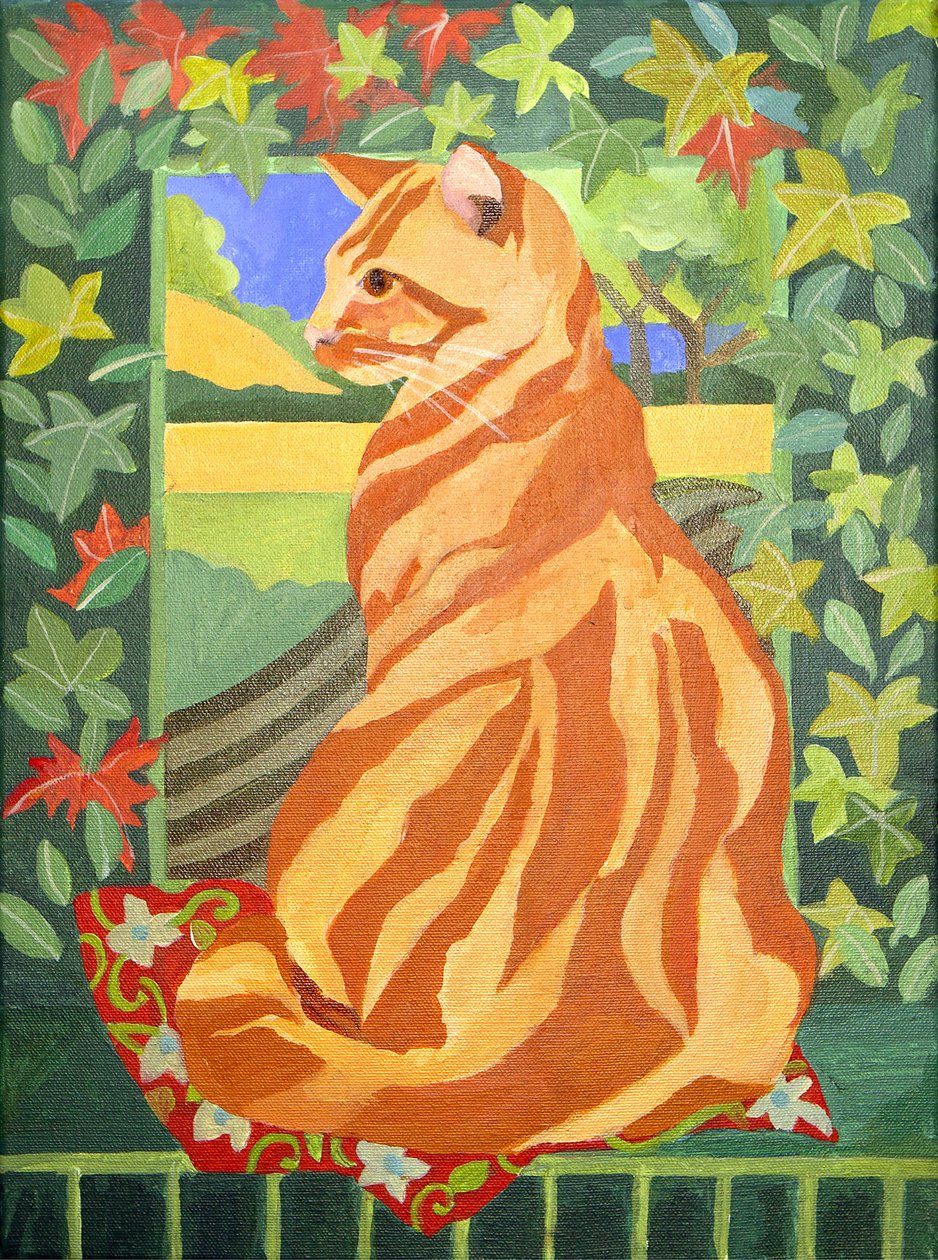 Cat 1, 2014 (akryl på duk) av Jennifer Abbott