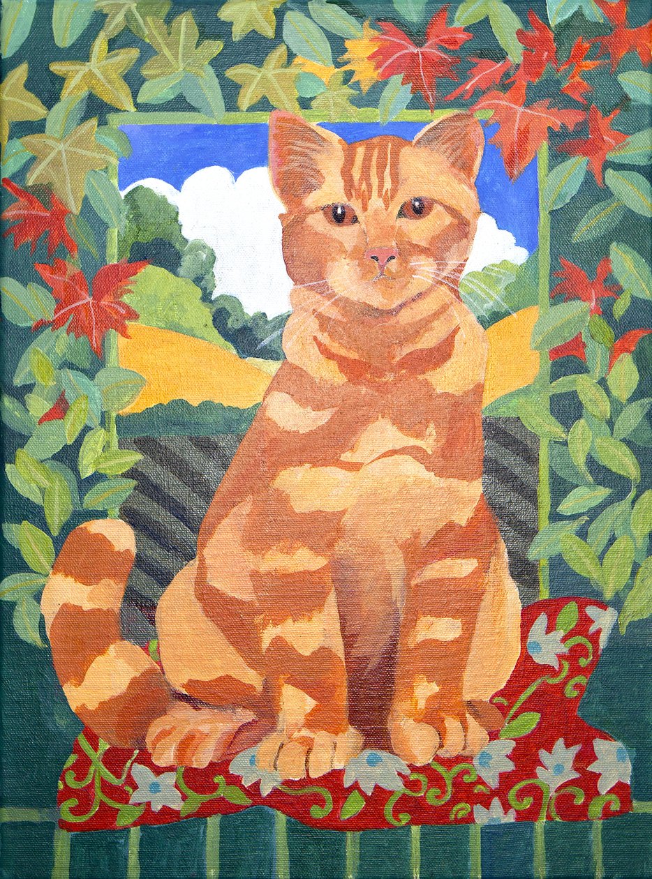 Cat, 2014 (akryl på duk) av Jennifer Abbott