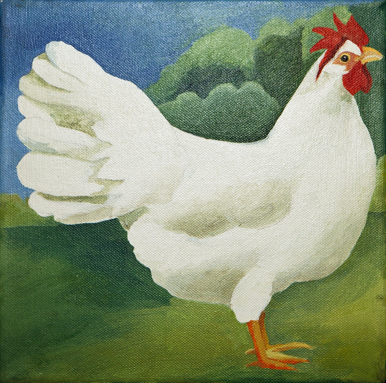 Cockerel, 2013 (akryl på duk) av Jennifer Abbott