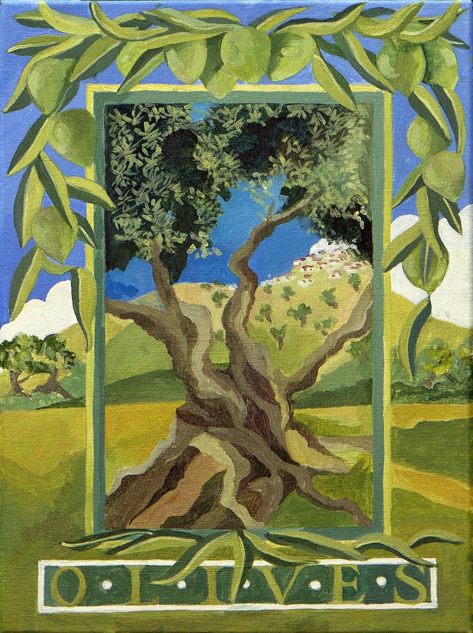 Green Olives, 2014 (akryl på duk) av Jennifer Abbott
