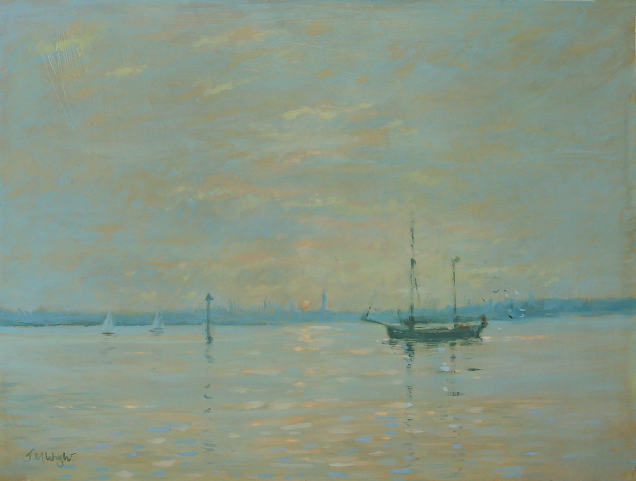 Southampton Water Sunset (olja på duk) av Jennifer Wright