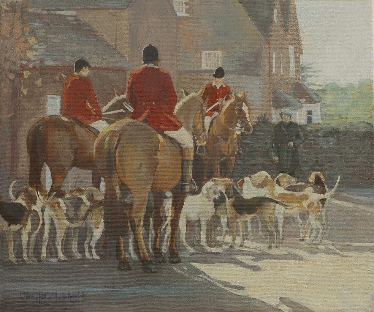 The Hunt Meet (olja på duk) av Jennifer Wright