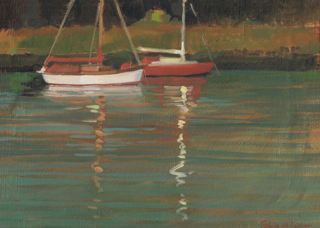 Yacht Reflections (olja på duk) av Jennifer Wright