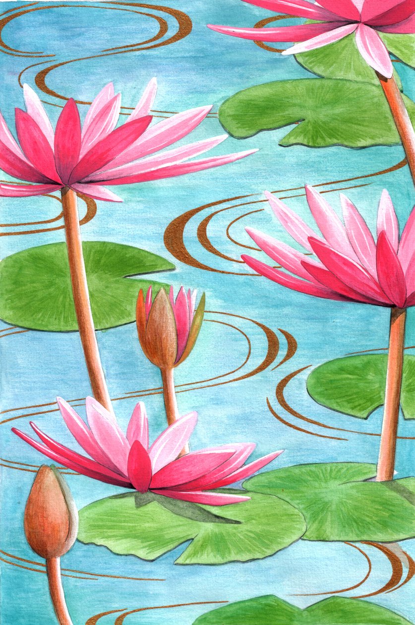 Lotus Flower, 2008 (gouache och krita på papper) av Jenny Barnard