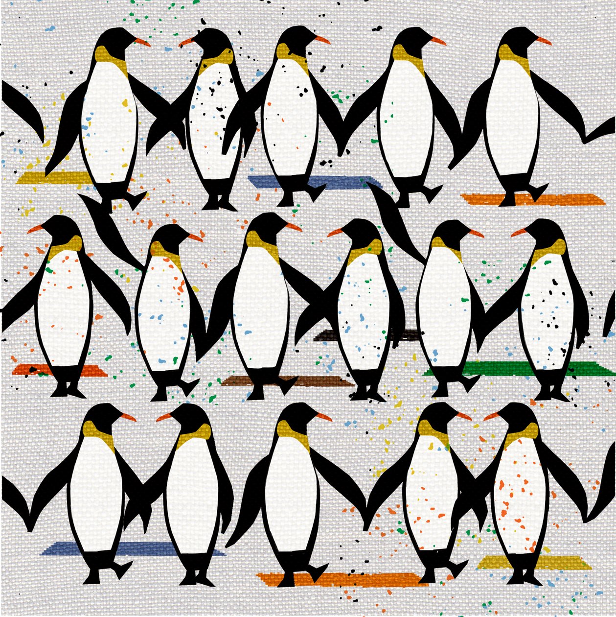 Dancing Penguins, 2022 (blandade media) av Jenny Frean