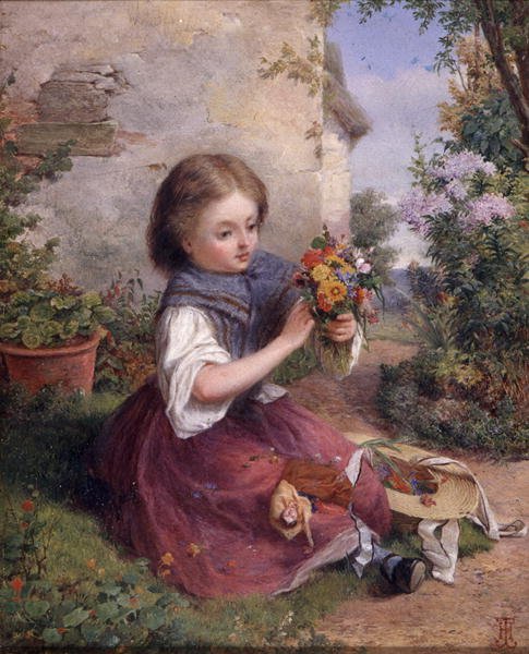 The Posy, ca 1880 (olja på panel) av Jessica (attr.to) Hayllar