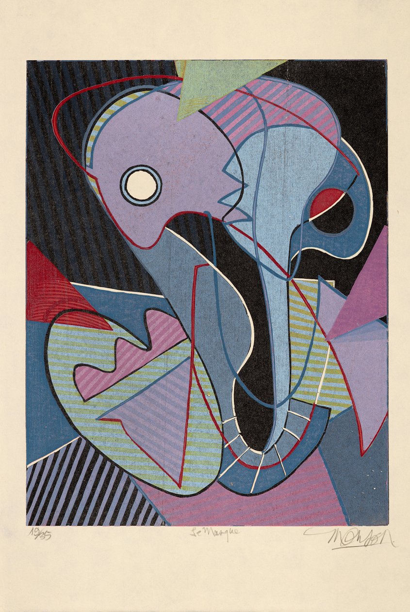 Masken, 2019 (träsnitt) av Jim Monson
