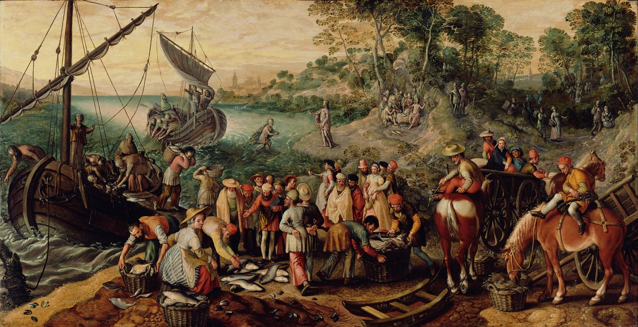 Det mirakulösa utkastet till fiskar av Joachim Beuckelaer