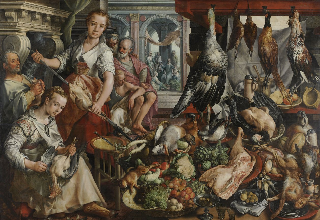 Det välfyllda köket, 1566 av Joachim Beuckelaer