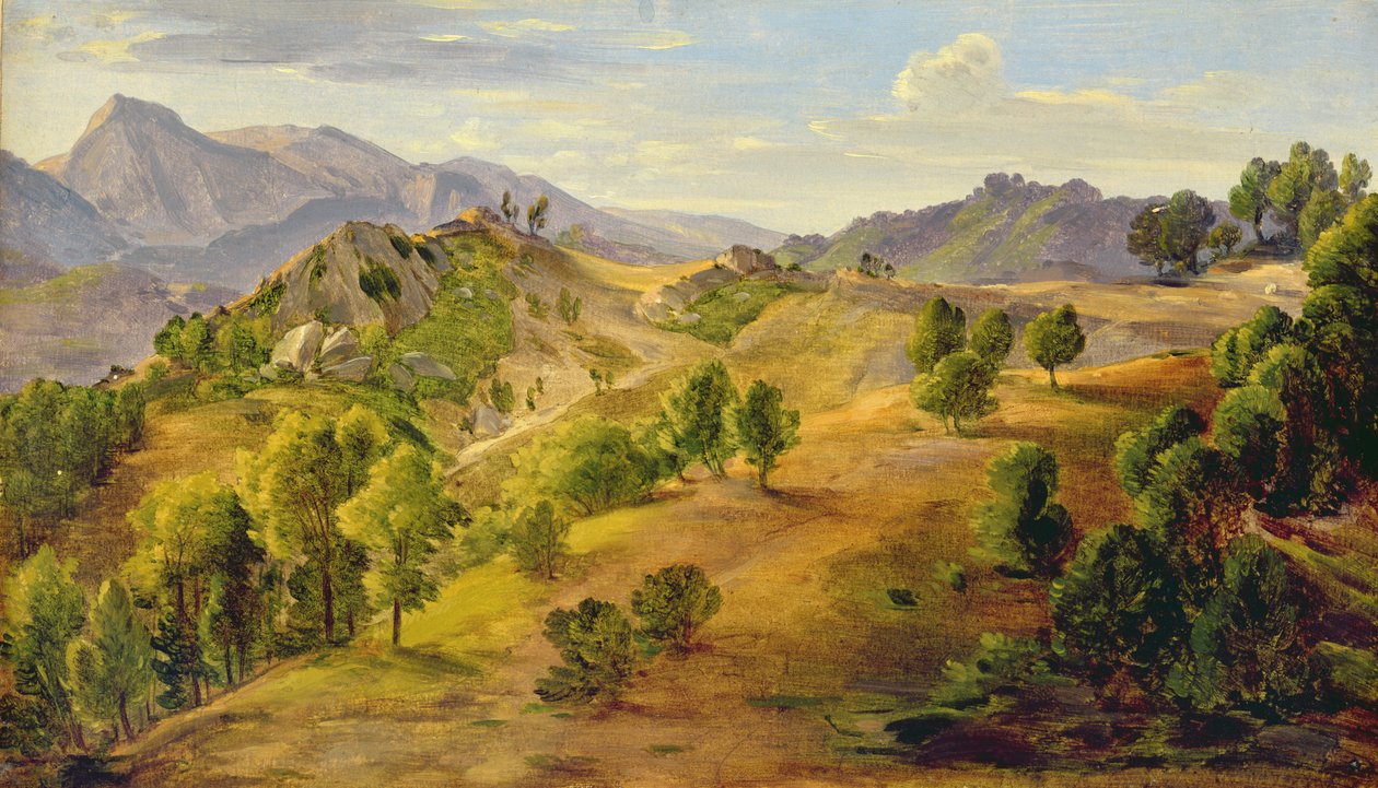 Serpentara vid Olevano, ca 1824 (olja på papper nedlagd ombord) av Joachim Faber