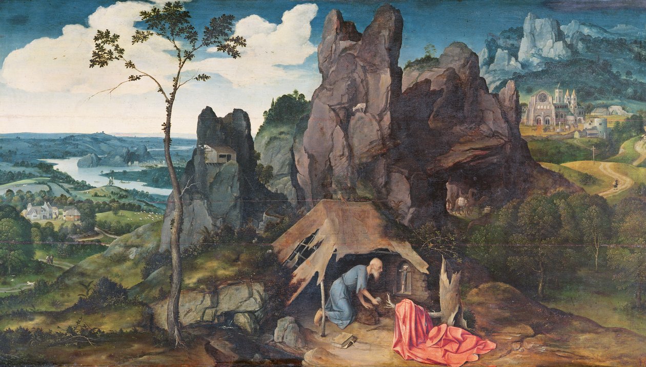 St. Hieronymus i öknen (se även 94947) av Joachim Patinir