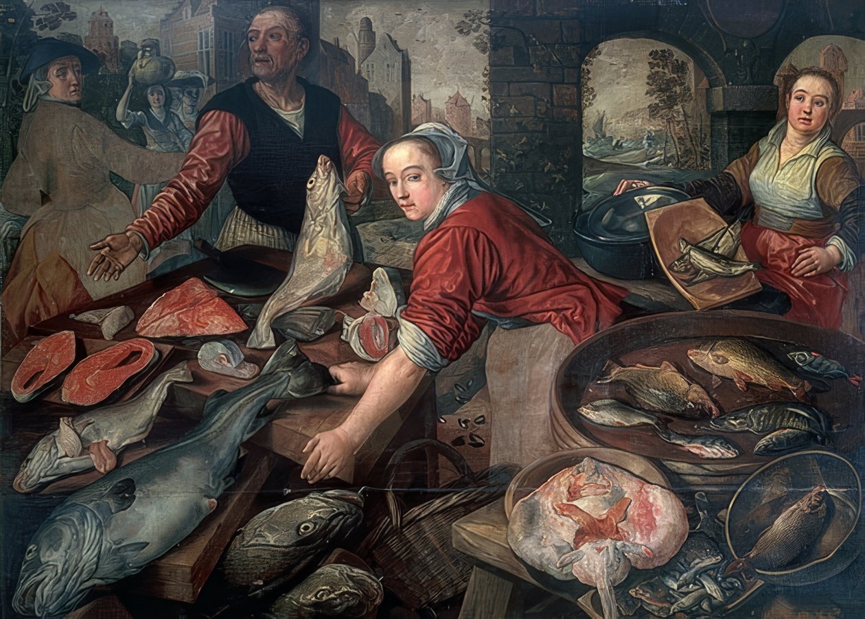 Fiskmarknad. 1570 av Joachim Beuckelaer