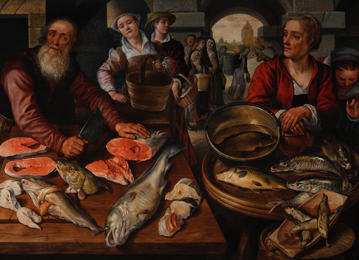 Fiskmarknad, 1568. av Joachim Beuckelaer
