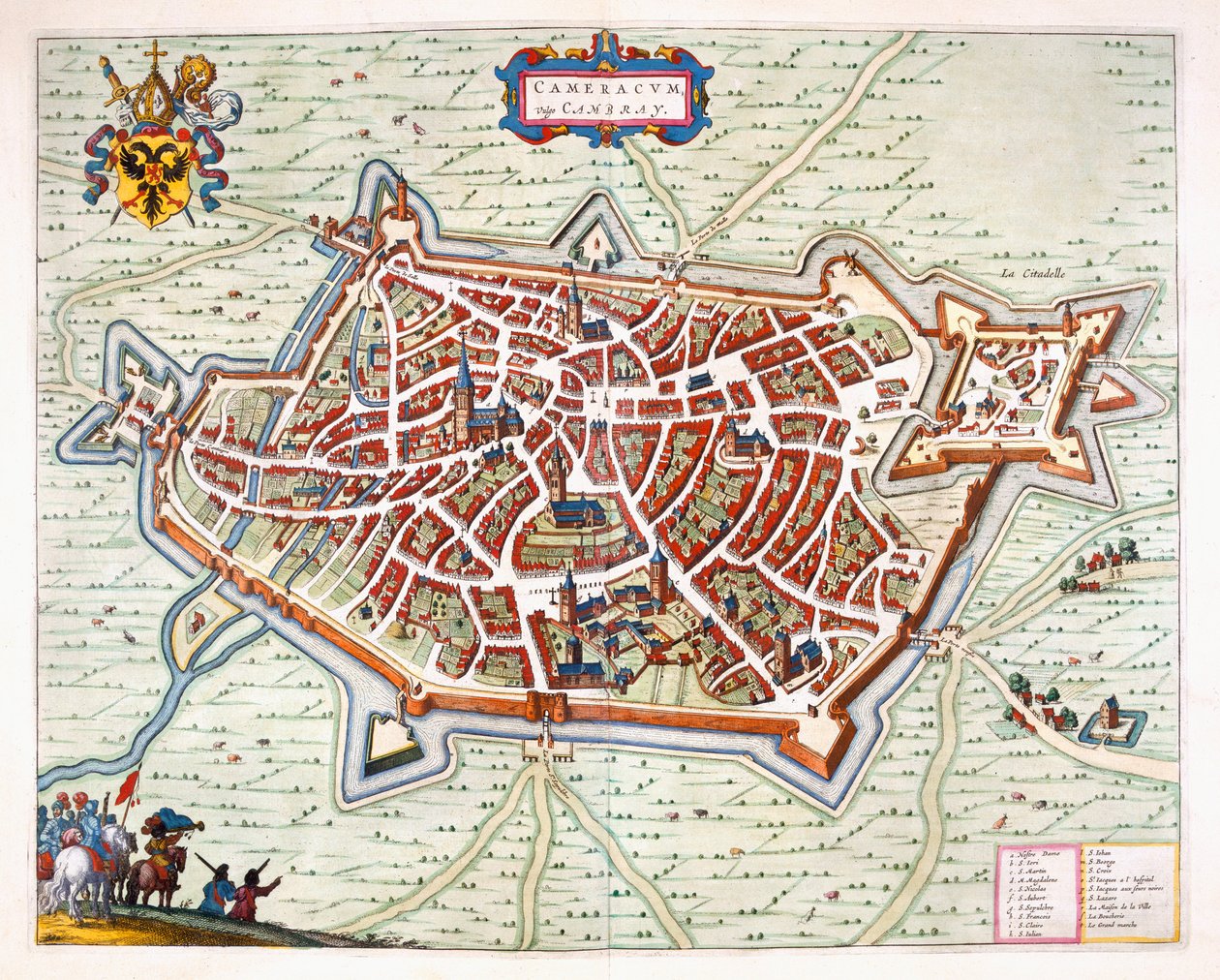 Cambrai, 1649 (handfärgad gravyr) av Joan Blaeu