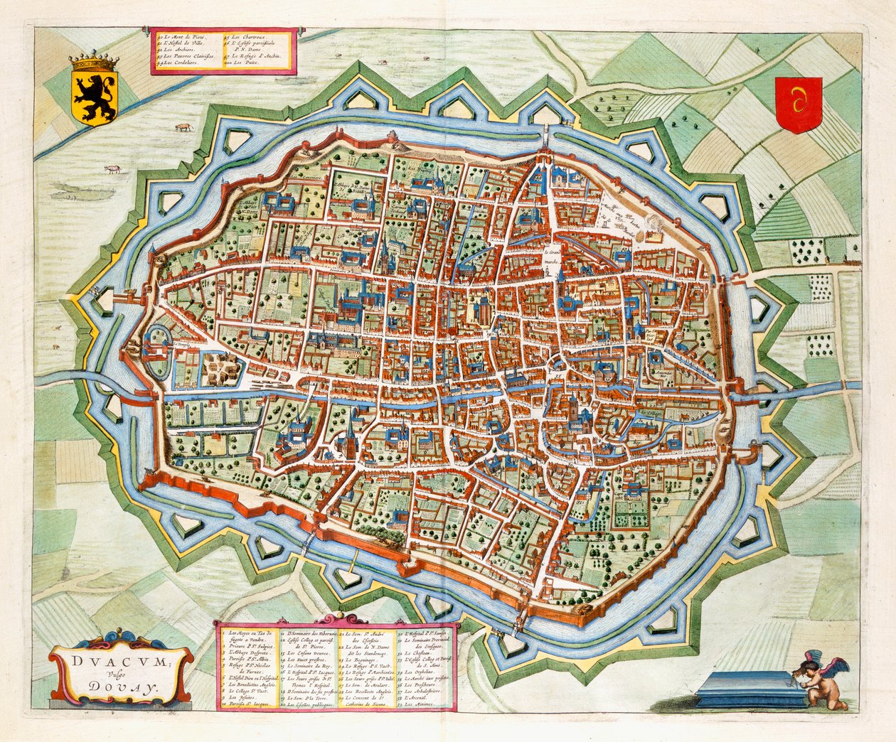 Douai, 1649 (handfärgad gravyr) av Joan Blaeu