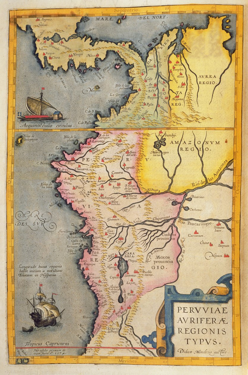 Karta över de guldhaltiga områdena i Peru, från "Atlas Maior, Sive Cosmographia Blaviana", 1662. av Joan Blaeu
