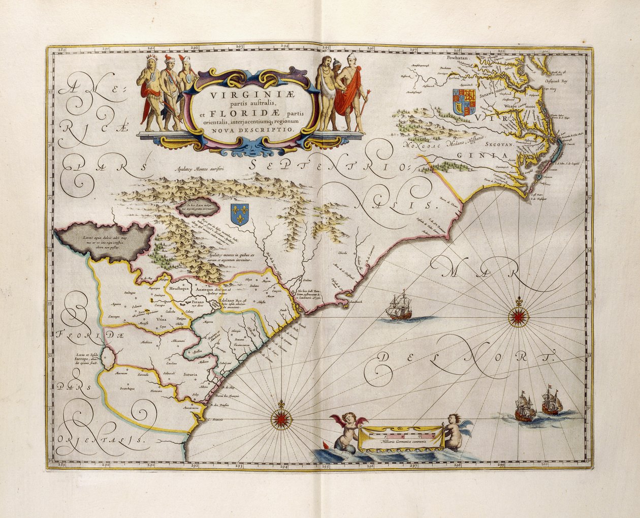 Karta över Virginia och Florida, 1667 av Joan Blaeu