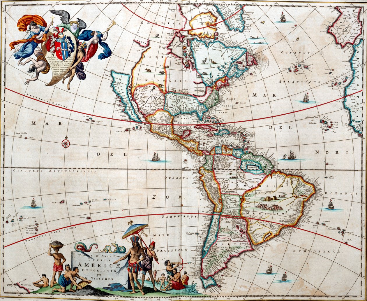 Blad från Bleaus "Atlas of the Americas av Joan Blaeu