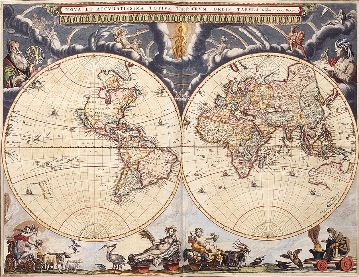 Världskarta från Blaeu Atlas av Joan Blaeu
