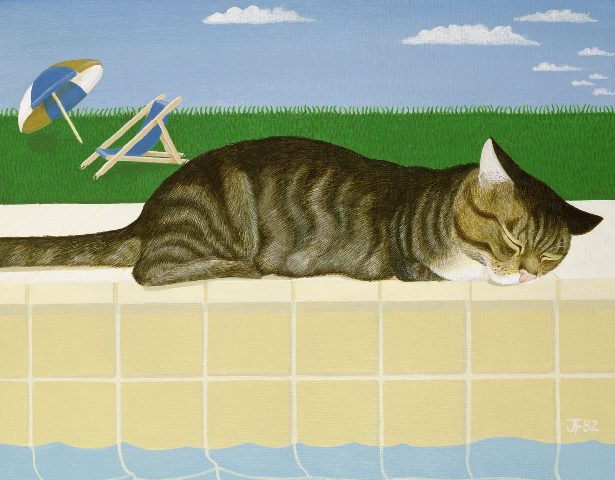 Tabby katt vid en pool av Joan Freestone