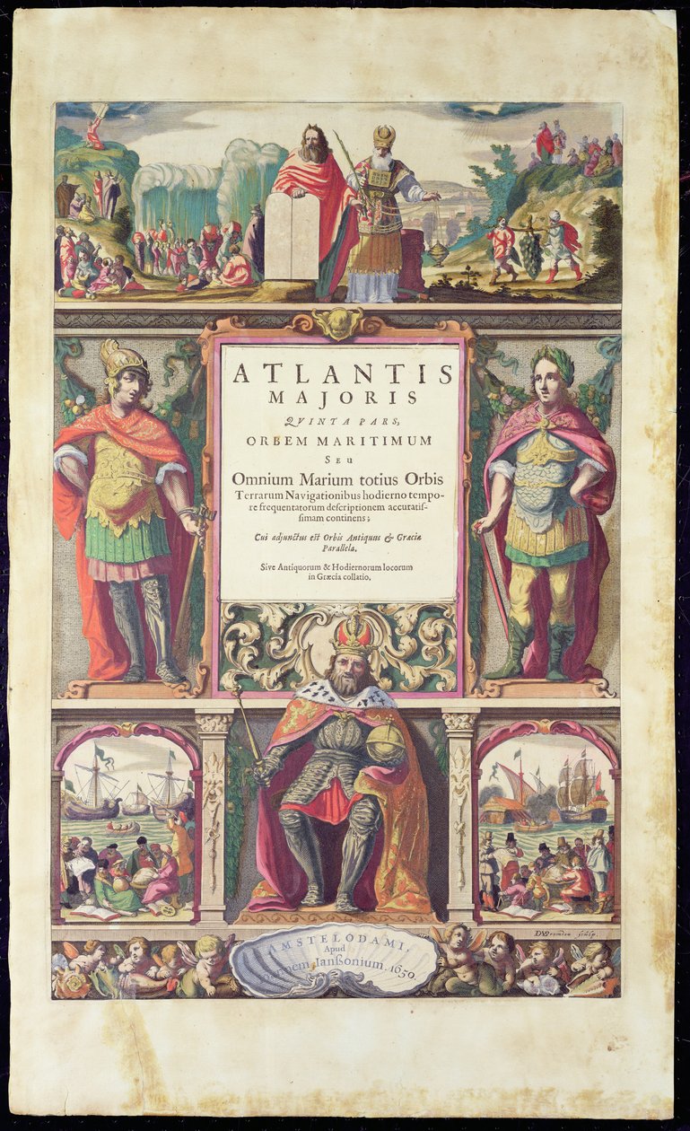 Frontispice av femte volymen av Janssons Atlas Novus, publicerad i Amsterdam 1650 av Joannes Jansson