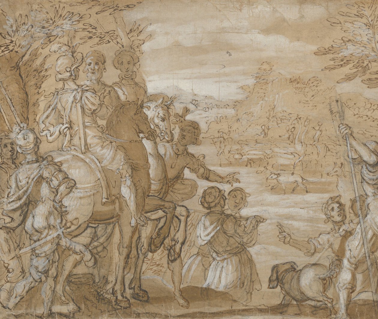 Ett jaktparti, ca. 1555-65. av Joannes Stradanus