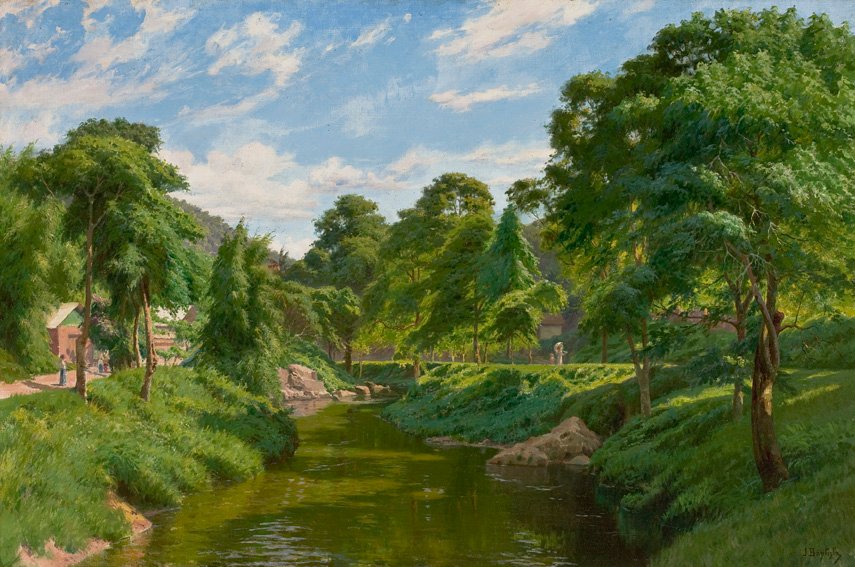  Landscape of Petropolis Woodland with a CreeknPortugues: Paisagem de Petropolis Bosque com Riachon av Joao Batista da Costa