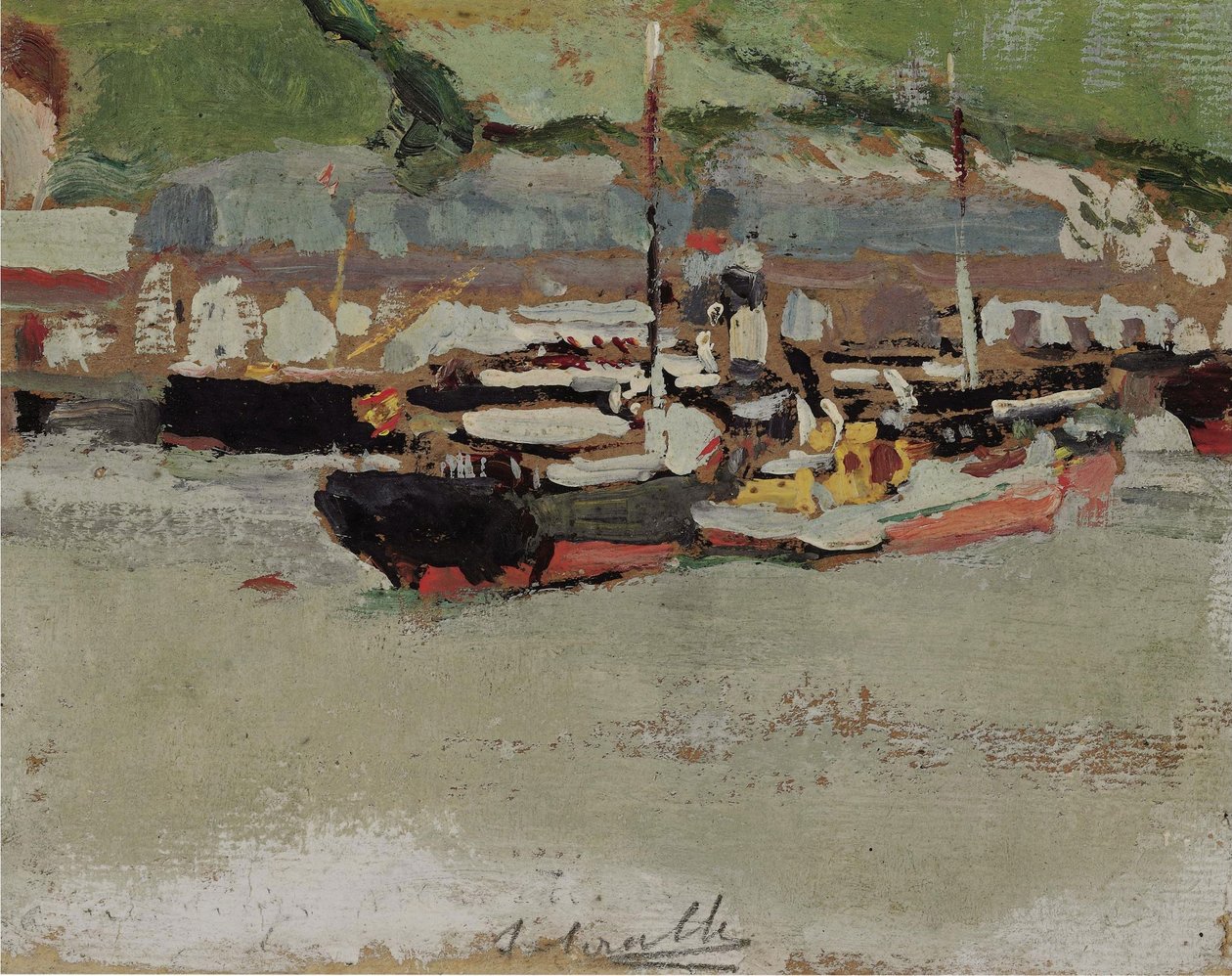 Barcos en un puerto  av Joaquín Sorolla