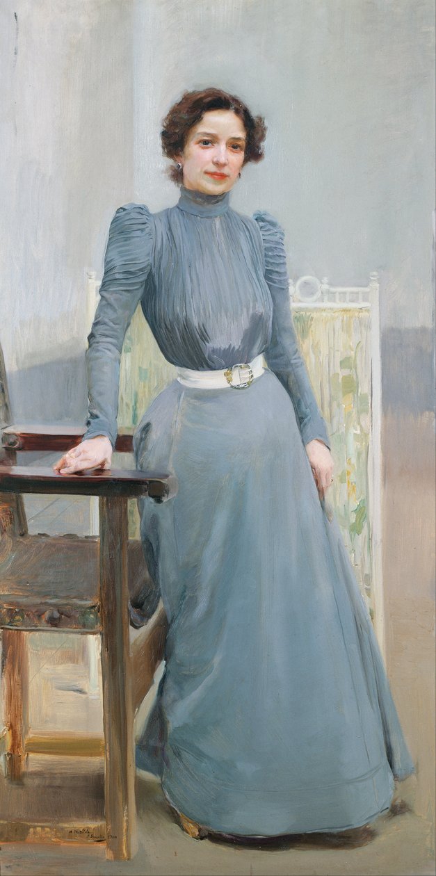Clotilde i en grå klänning av Joaquín Sorolla
