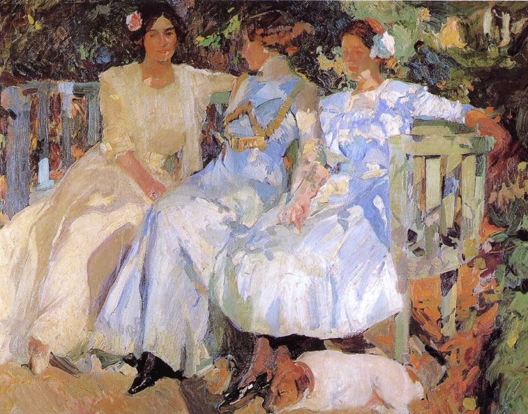 My Wife and Daughters in the Garden av Joaquín Sorolla