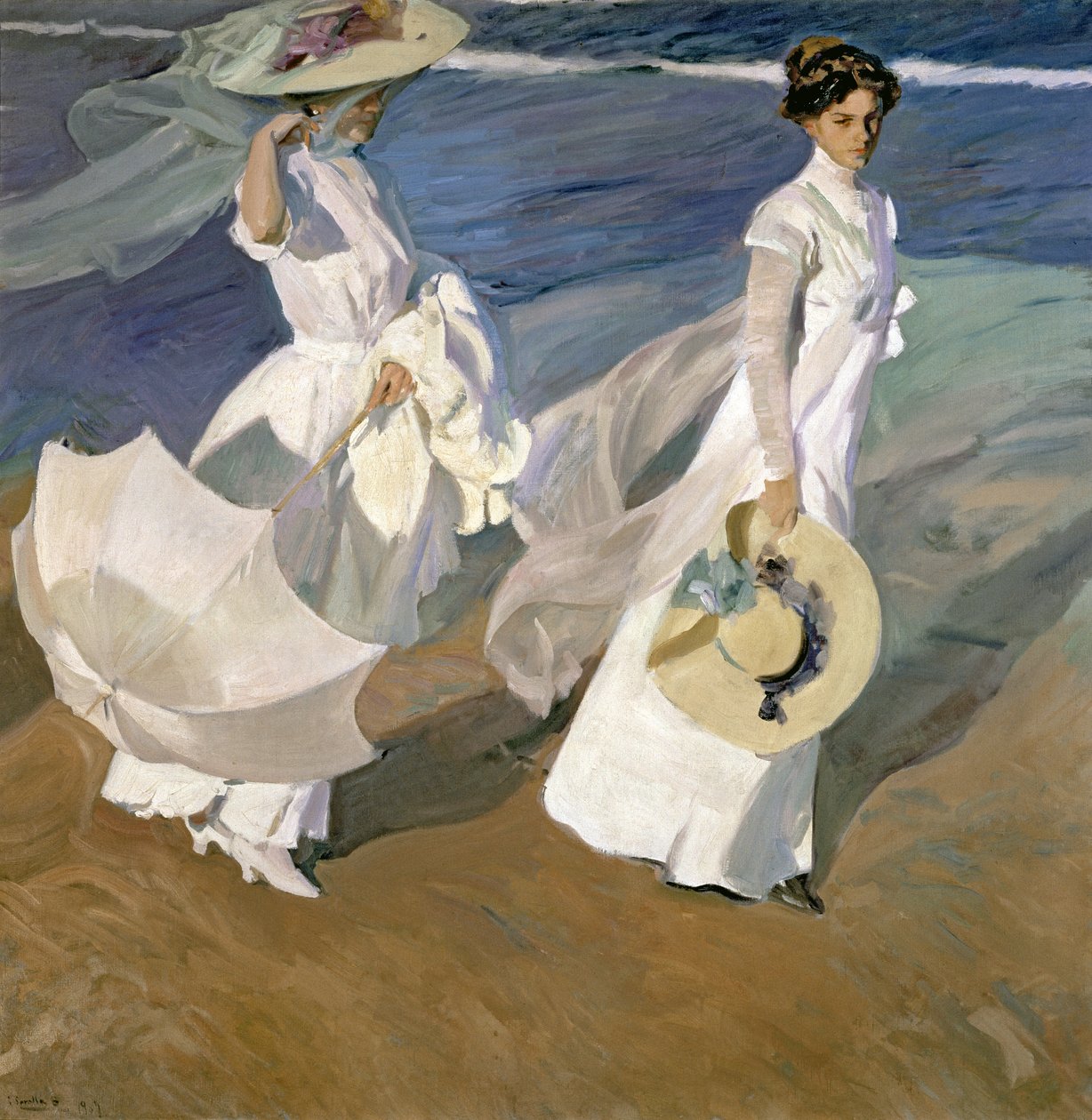 Spadseretur langs kysten, 1909 swed av Joaquín Sorolla