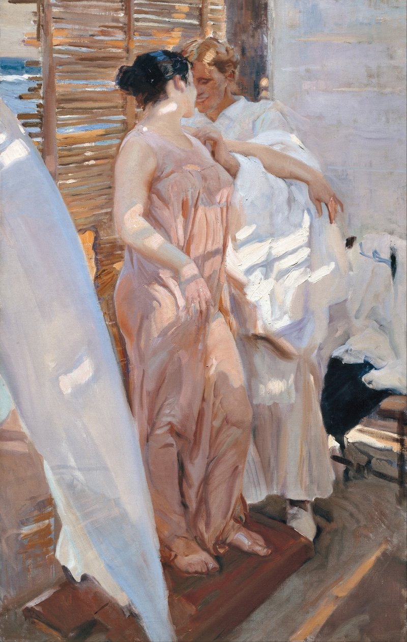 The Pink Robe. After the Bath av Joaquín Sorolla