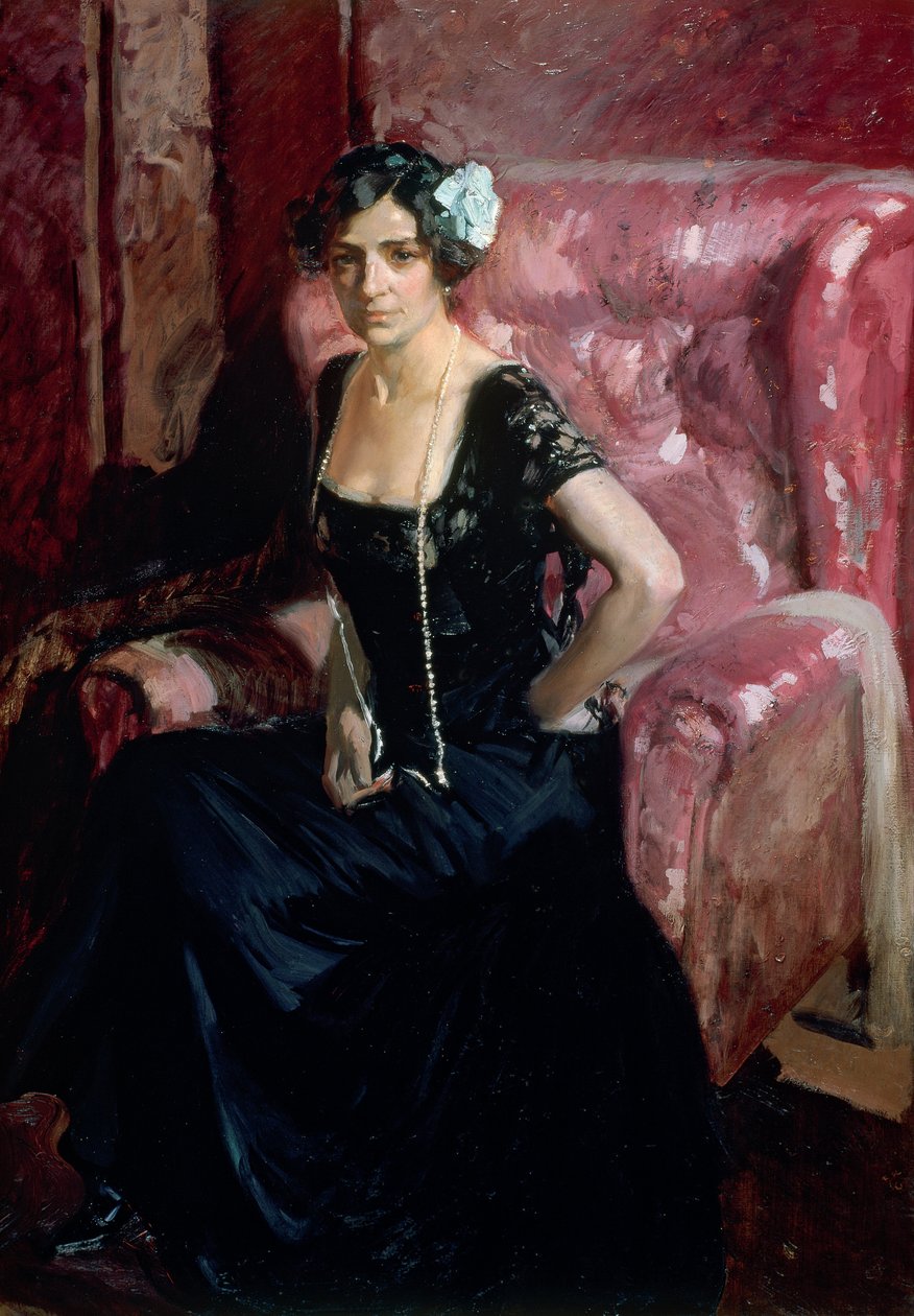 Clotilde i en aftonklänning av Joaquín Sorolla