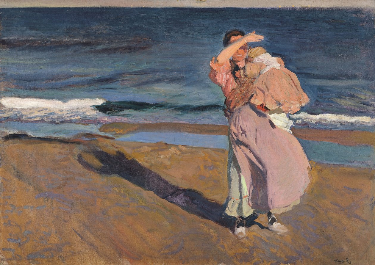 Fiskare med barn, Valencia, 1908. av Joaquín Sorolla