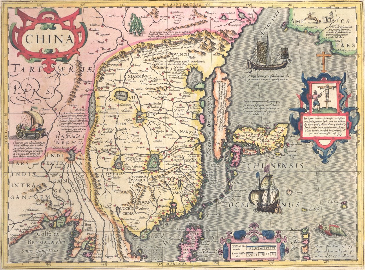 Kina, ca 1607 av Jodocus Hondius