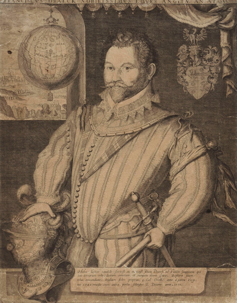 Porträtt av Sir Francis Drake, av Jodocus Hondius