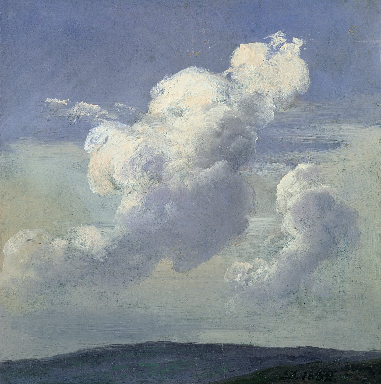 Cloud Study, 1832 (olja på papper på kort) av Johan Christian Dahl
