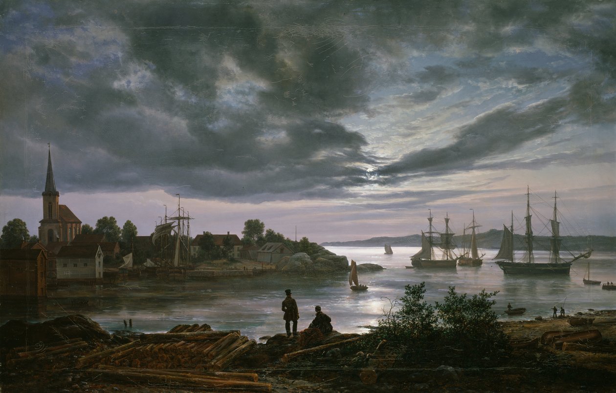 Larvik by Moonlight av Johan Christian Dahl